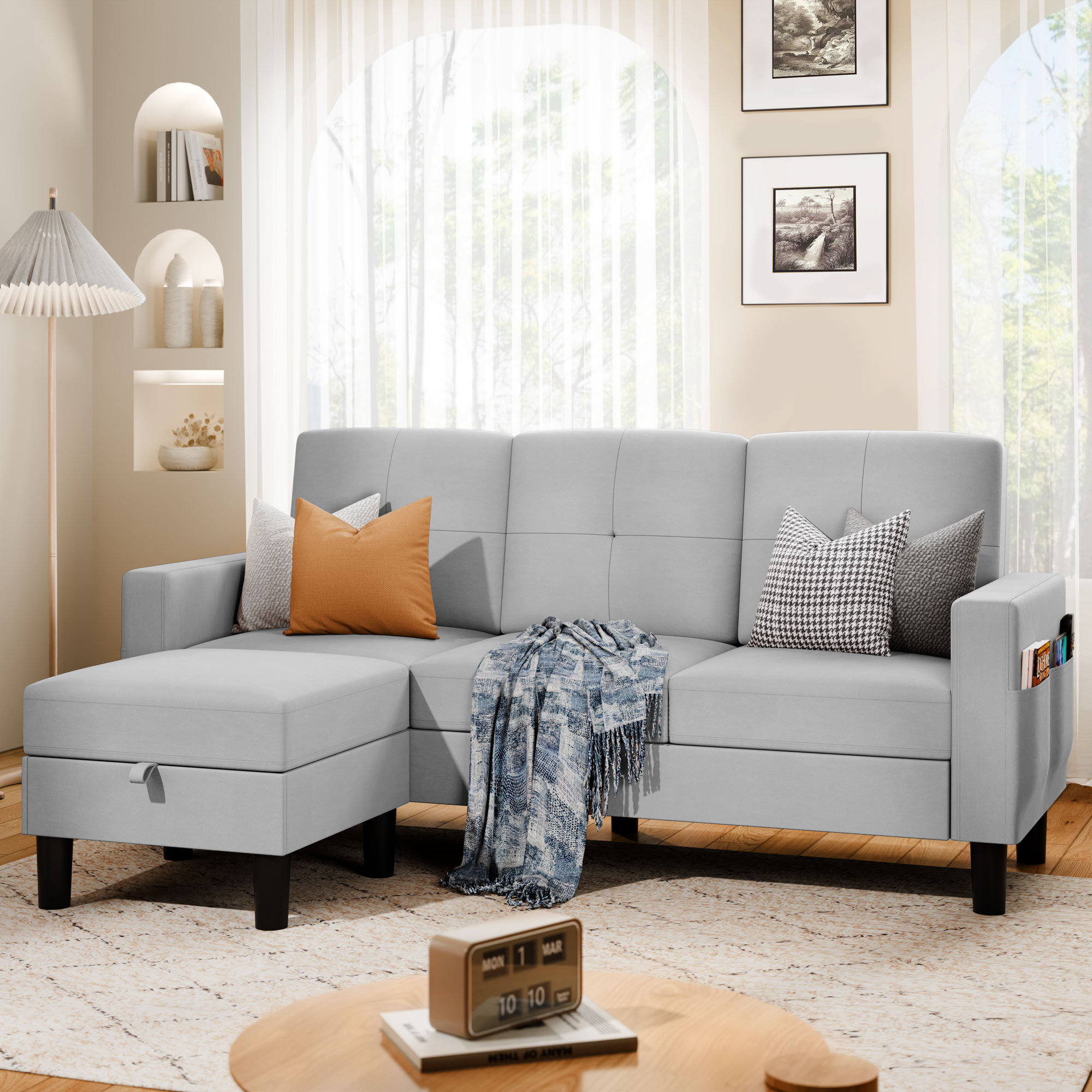 bulge sofa ottoman / バージュ ソファ オットマン　グレー Amazon.com: BEDGJH Large Comfort Sofa Ottoman with Storage